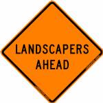 Landscapers Ahead Roll-up Sign w/ vinyl pockets - 48x48"